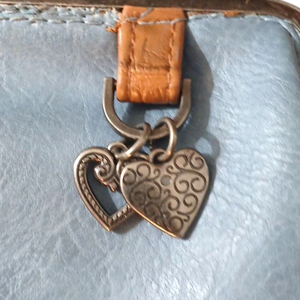 Blue and Tan Leather Clutch Wallet - Picture 2 of 9